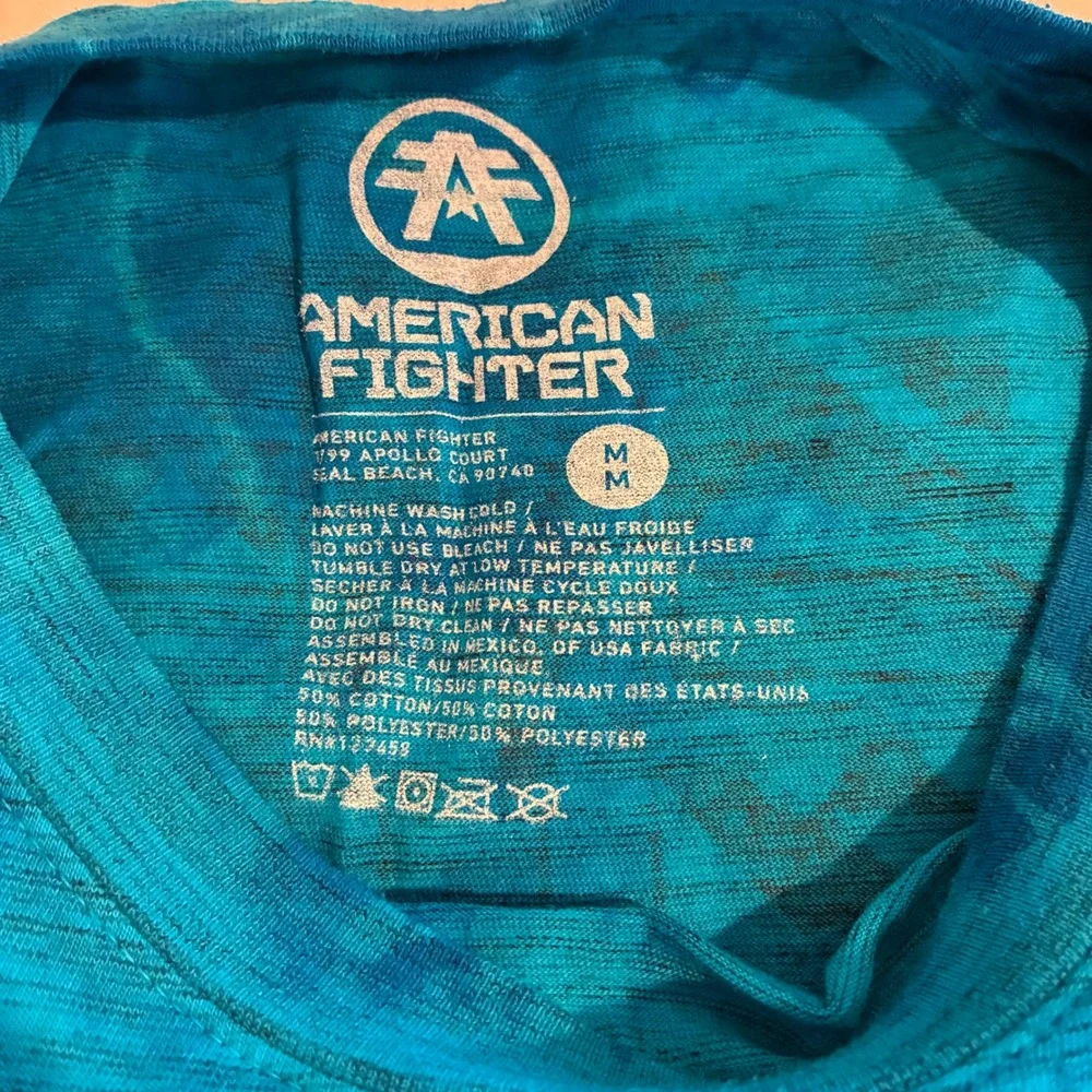 American Fighter Graphic T-Shirt Premium Athletics Blue‎ Tie Dye Mens Medium - Picture 4 of 4